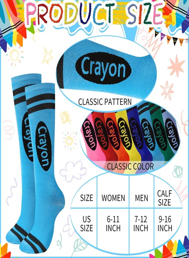 ComfyKit 4/8 Pairs Halloween Crayon Socks Colorful Striped Thigh High Stockings Pencil Socks for Girls Women - Image 2